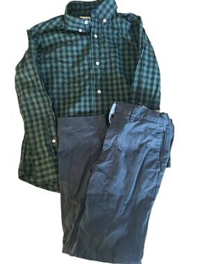 Crewcuts blue plaid shirt and pants size 8